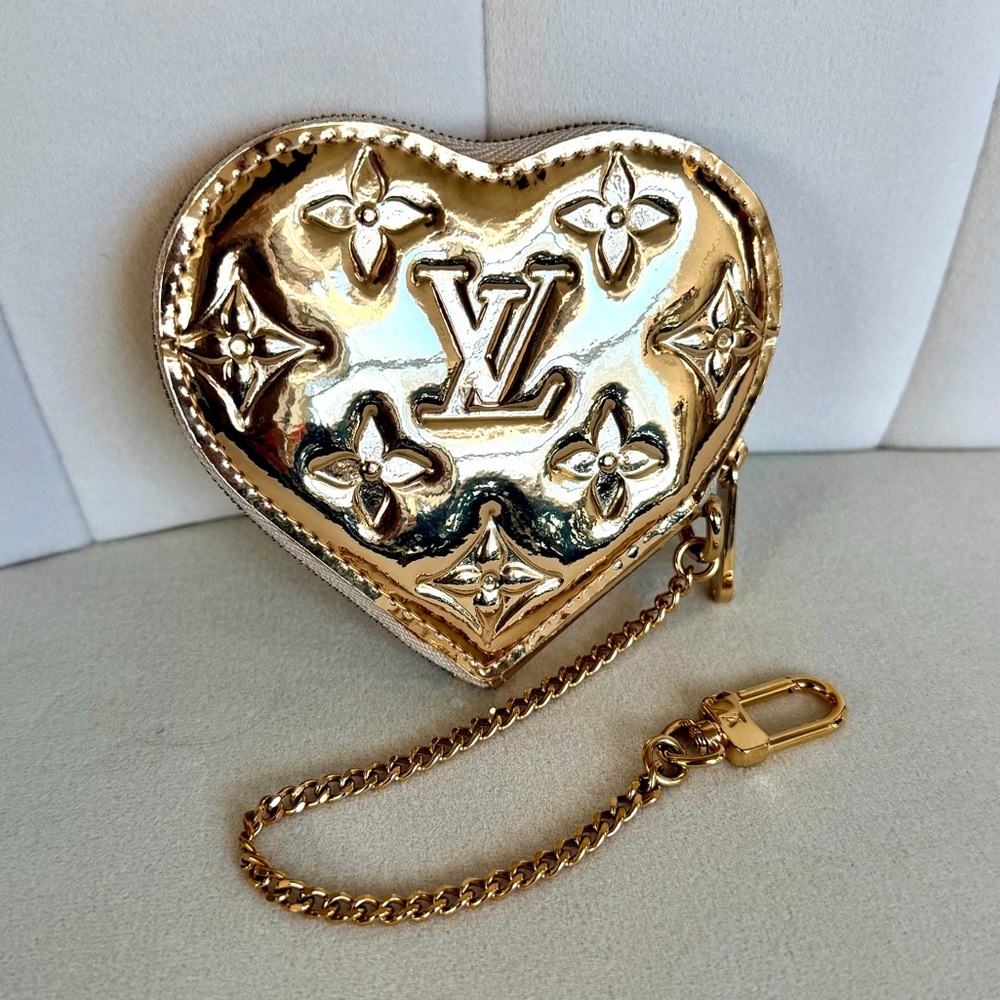 Louis Vuitton Metallic Gold Heart Coin Purse